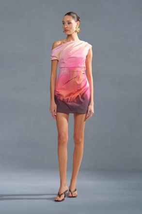 AMUR Ysella Off The Shoulder Mini Dress In Flora In Focus