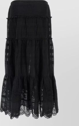 Isabel Marant paoline long skirt pleats tiers lace sheer