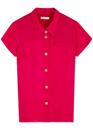 Khaite Keefe Semi-sheer Silk Shirt - Red - XS (UK6 / XS)