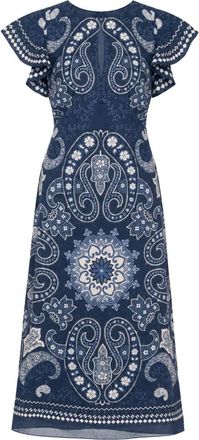 Sea NY Emelina Midi Jurk - Dames - Casual kleedjes - Blauw - S - Katoen - Kleedjes