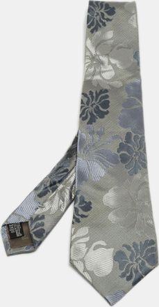 Emporio Armani Grey Floral Patterned Silk Traditional Tie