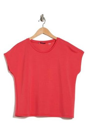 T Tahari Extended Shoulder Crewneck Scuba Knit T-Shirt in Rose Parade Red at Nordstrom Rack, Size X-Small