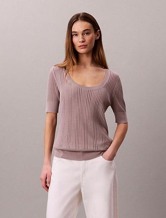 Calvin Klein Fine Gauge Viscose Pointelle Top