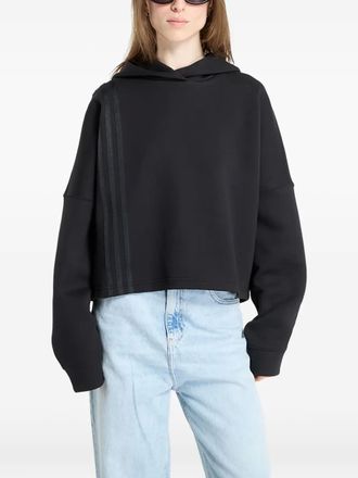 adidas 3-Stripes hoodie - women - Cotton/Recycled Polyester - M - Black