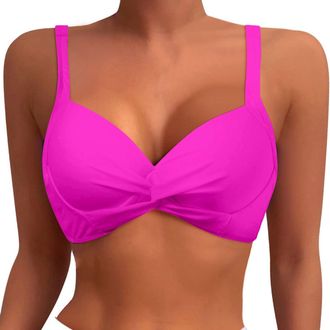 Generic Bikini Tops for Women UK Crisscross Swim Bra Padded Underwired Swimsuit Push Up Bikini Top Ruched Twist Padded Swimwear Top Bathing Suit for Beach Hol