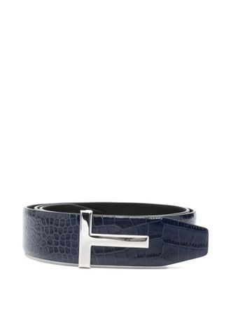 Tom Ford crocodile-effect leather belt - Blauw