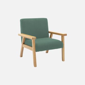 Sweeek Sweeek - Sill&oacute;n Infantil Escandinavo De Pana Y Madera De Caucho, Isak Kids, Kaki, 47x43.5x50 Cm
