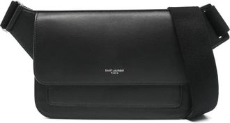 Saint Laurent logo-stamp leather belt bag - men - Calf Leather - 90 - Black