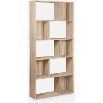 Sweeek Sweeek - Librería con 5 baldas y 10 compartimentos, Pieter, Natural, 83x23.4x173 cm