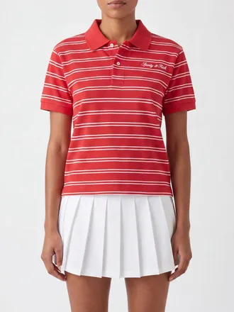 Sporty & Rich Striped Cotton Polo with Embroidered Contrast Logo