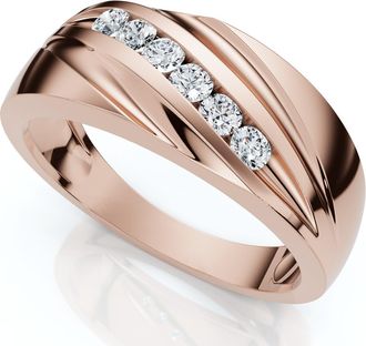 Pompeii3 Mens 1/4Ct Wave Diamond Wedding Ring Gold or Platinum Lab Grown