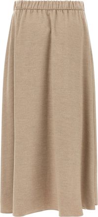 Herno A-Line Cashmere-Blend Skirt - Beige