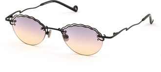 Eyepetizer Rive Scalloped Gradient Round Sunglasses