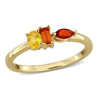 Mimi & Max Multi-Gem Three Stone Ring Sterling Silver