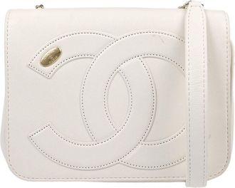 Chanel Cc Mania Flap Lambskin White Leather Handbag (Pre-Owned)