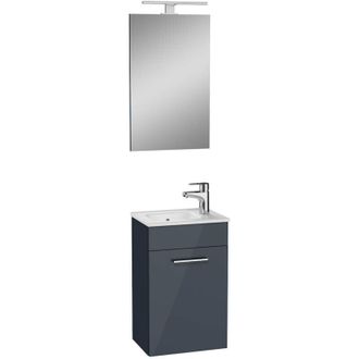 Vitra Mueble de baño Mia Set 39x61x28 cm con espejo, lavabo e iluminación led, gris. Antracita (MIASET40A)