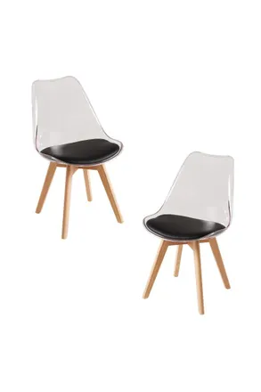 Regalos Miguel Regalos Miguel - Packs Sillas Comedor - Pack 2 Sillas Synk Transparente Asiento - Negro