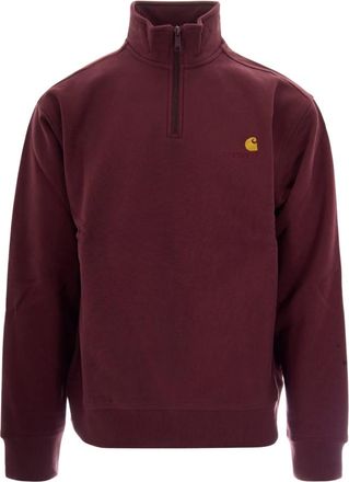 Carhartt Work in Progress Half Zip American Script Sweatshirt - Heren - Vesten met rits - Rood - S - Katoen - Hoodies & sweatvesten