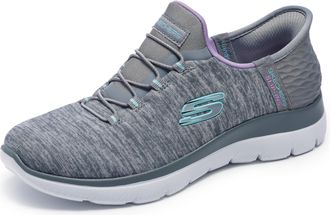 Skechers Womens Slip-ins: Summits Dazzling Haze Trainers in Grey - Vegan Shoes with Air-Cooled Memory Foam - Ladies Footwear - Size UK 4 / EU 37