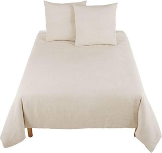 Maisons du monde Juego de cama de lino lavado beige 220x240