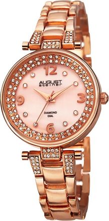 August Steiner Diamond Pink Mother of Pearl Dial Ladies Watch AS8137RG