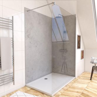 Aurlane Pack 2 Paneles Murales Piedra Light Grey 90+120x210cm Con Perfiles Cromados