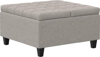 Simpli Home Harrison 30In Transitional Square Small Coffee Table Storage Ottoman