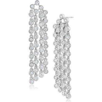 Kenneth Jay Lane Bezel Cubic Zirconia Fringe Earrings in Rhodium Plated at Nordstrom
