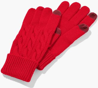 Talbots Soft Cable Knit Gloves - Red - 001 Talbots