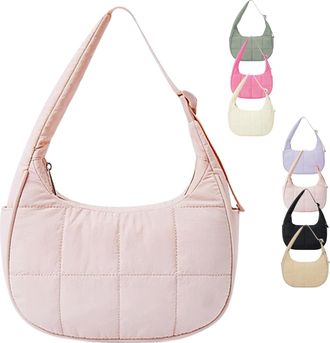 Generic Bloomrs Bag, Bloomrs Puffer Crescent Bag for Women - Quilted Nylon Shoulder Purse, Adjustable Strap Lightweight Handbag