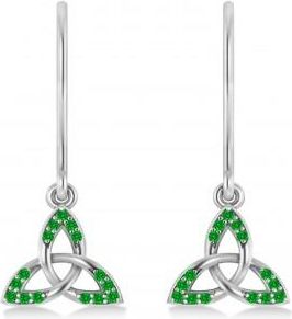 Allurez Tzavorite Celtic Knot Dangle Earrings 14k White Gold (0.15ct)