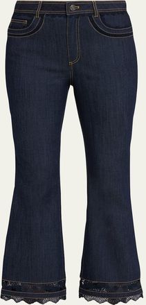Cinq &agrave; Sept Stevie Guipure Lace Crop Flare Jeans
