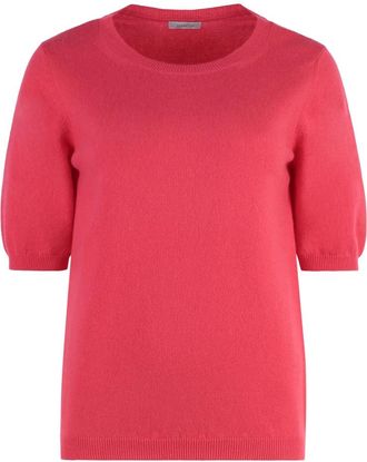 Malo Kasjmier Ribgebreide Korte Mouw Trui - Dames - Cashmere truien - Rood - 2XS - Kasjmier - Truien & Vesten