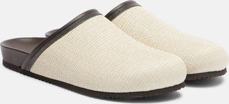 Brunello Cucinelli Monili leather-trimmed mules