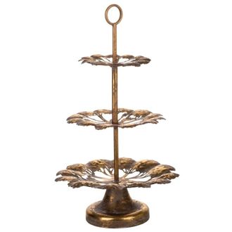 Wanderlust Deco Platos con soporte de metal dorado 35x35x60h cm