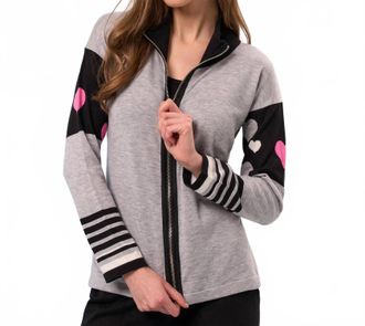 French Kyss Heart Detail Zip Up Jacket In Slate/multi