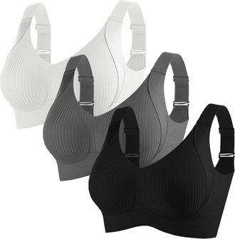Generic 3-Pack Bras for Women Wireless Seamless Sports Bra Womens Wirefree Yoga Bra for Women Comfy Wireless Non Wired Seamless Womens Comfy Non Wired brassie
