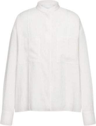 Dondup Regular shirt in viscose gabardine - Dames - Overhemden - Wit - S - Polyester - Overhemden