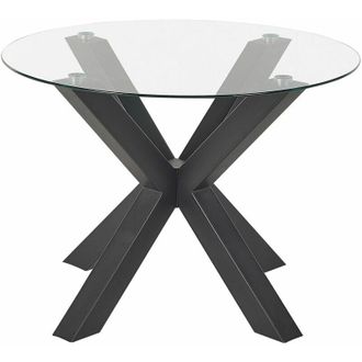 Beliani Moderno tavolo da pranzo metallo nero e piano in vetro &oslash; 100 cm Otium