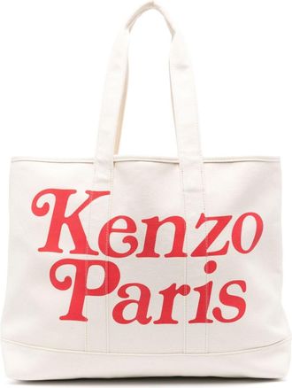 Kenzo large Utility tote bag - unisex - Bovine Split Leather/Cotton/Cotton - One Size - Neutrals