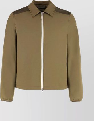 Moncler zip front quilted seersucker shirt