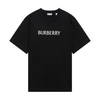 Burberry T-Shirts, male, Black, Size: L Logo Cotton T-shirt