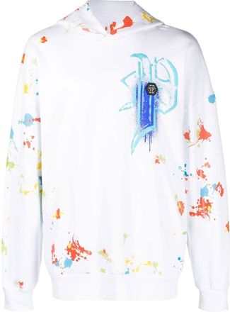 Philipp Plein Dripping Skull hoodie - men - Cotton - S - White