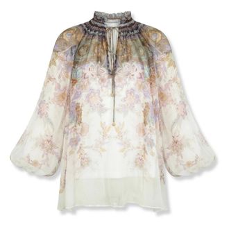 Zimmermann Luna Puff Sleeve Blouse - female - Zimmermann - Blouses - Multicolor - S - Blouses & Shirts