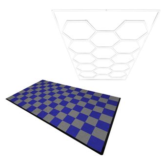 MonsterShop Hexagon LED Light & Vented Garage Floor Tiles With Edges - 60 Grey &