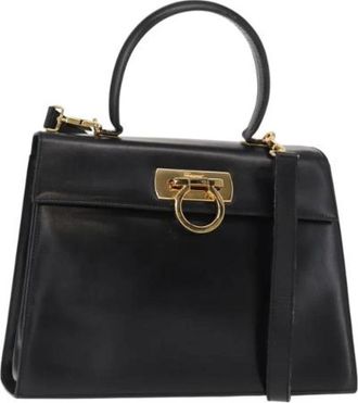 Ferragamo Pre-owned Handbags, female, Black, Size: ONE SIZE Pre-owned Leather Handbag
