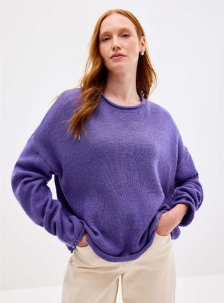 Contemporaine Womens Rolled-hem loose sweater