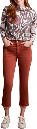 Tribal Sophia Curvy Micro Flare Crop Pants In Marsala Rust