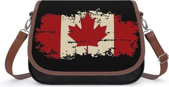 Generic Vintage Canada Flag Small Womens Crossbody Bags Shoulder Handbag with Adjustable Strap for Travel