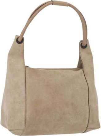 Gucci Pre-owned Shoulder Bags, female, Beige, Size: ONE SIZE Pre-owned Suede Shoulder Bag